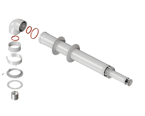 Коаксиальный дымоход KTL-01-075 (60/100) L=1000 мм с наконечником (антилед)